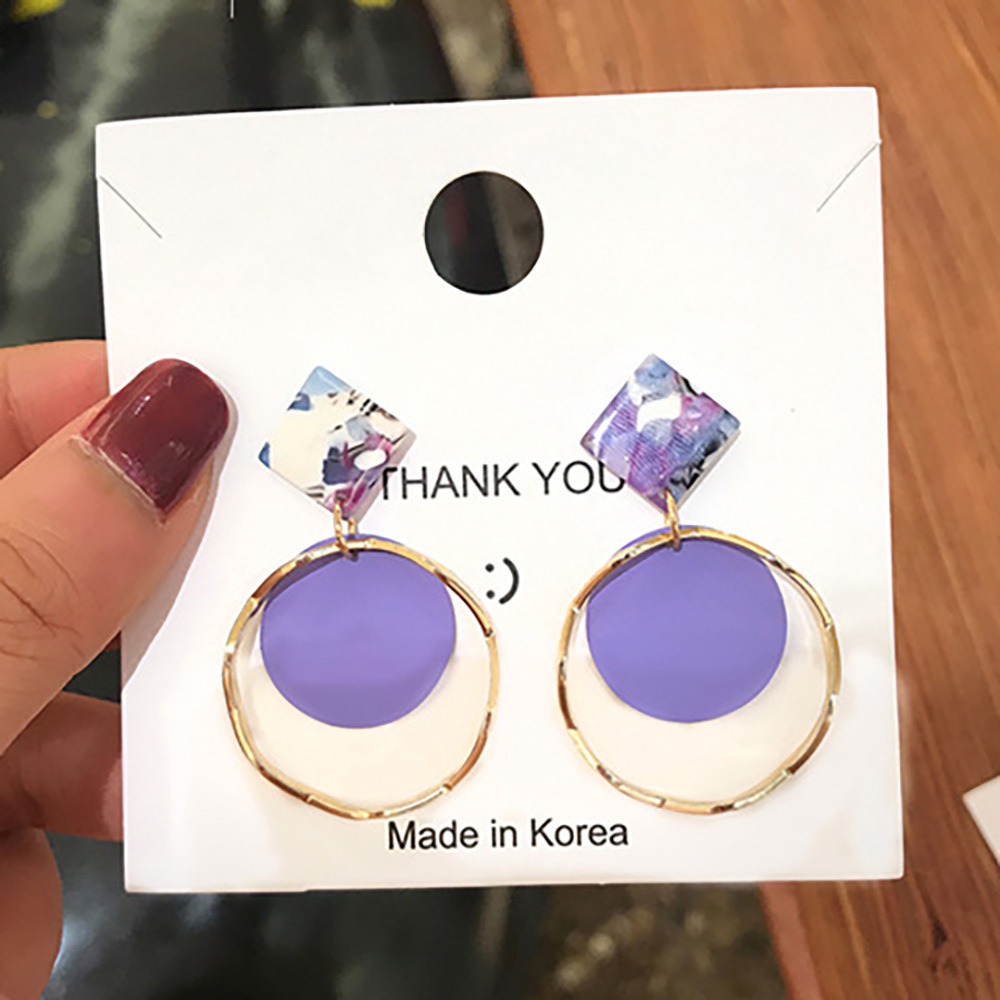 Sweet candy color simple circle earrings super fairy hollow earrings