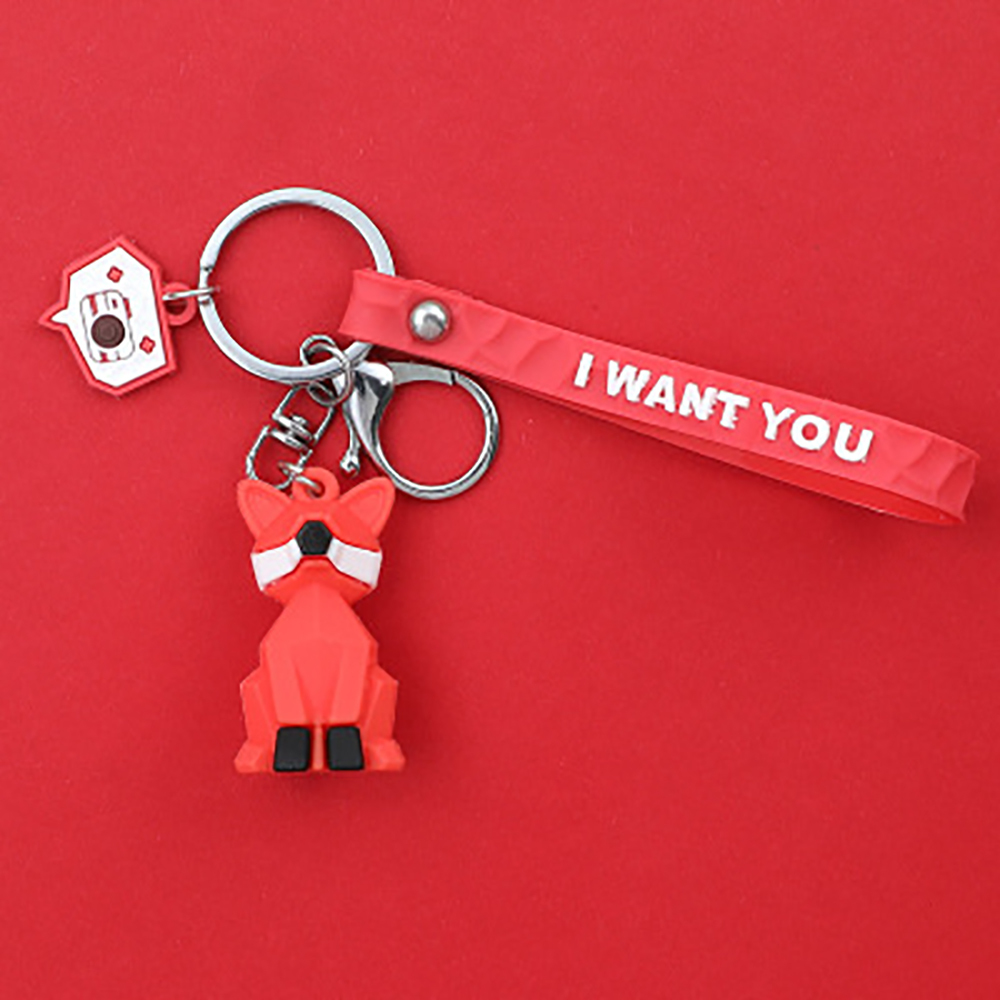 Cartoon geometric faceted animal key ring pendant
