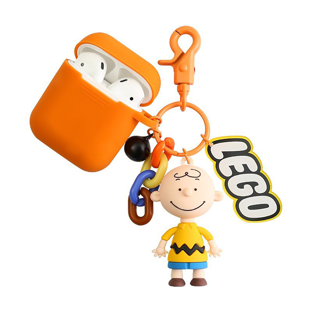 Snoopy Charlie Airpods2 Protective Case Loving Anti-Loss Wireless Ear Case Key Ring