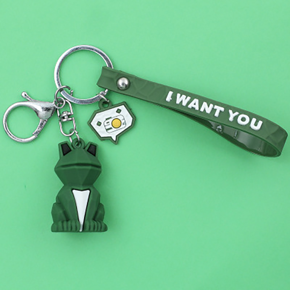 Cartoon geometric faceted animal key ring pendant