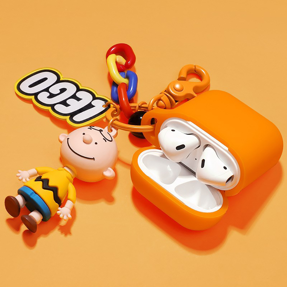 Snoopy Charlie Airpods2 Protective Case Loving Anti-Loss Wireless Ear Case Key Ring