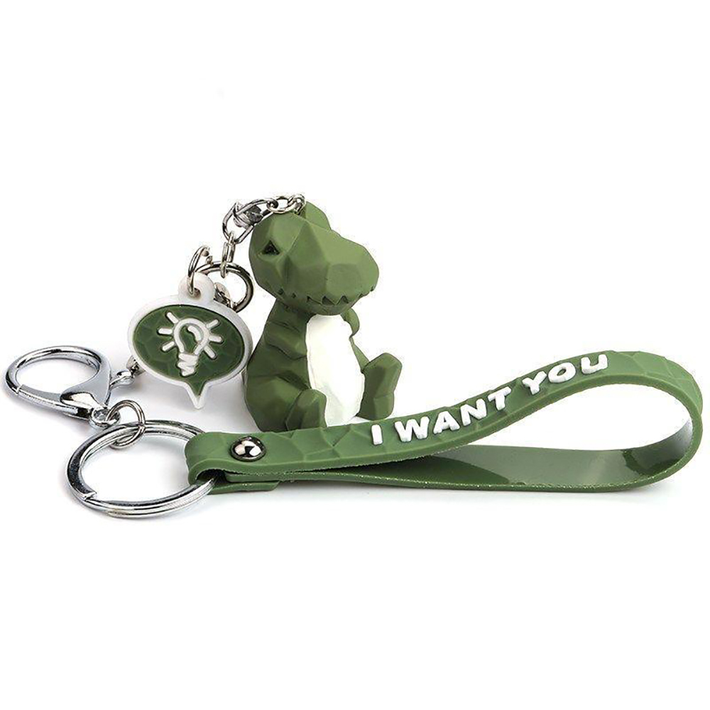 Cartoon geometric faceted animal key ring pendant
