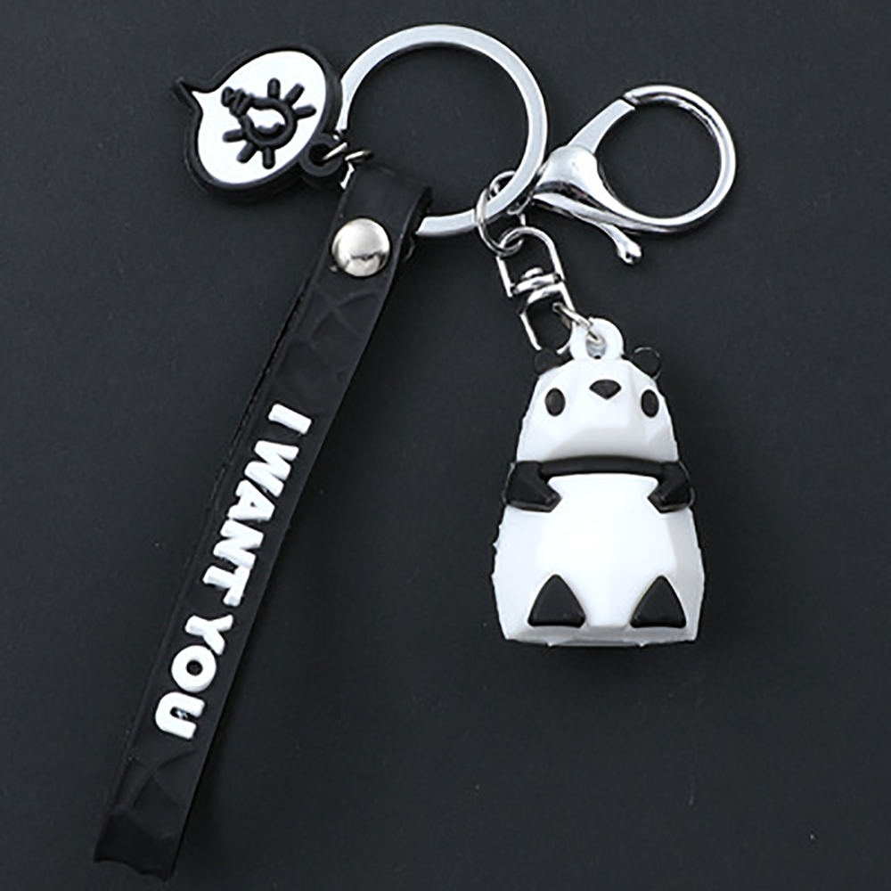 Cartoon geometric faceted animal key ring pendant