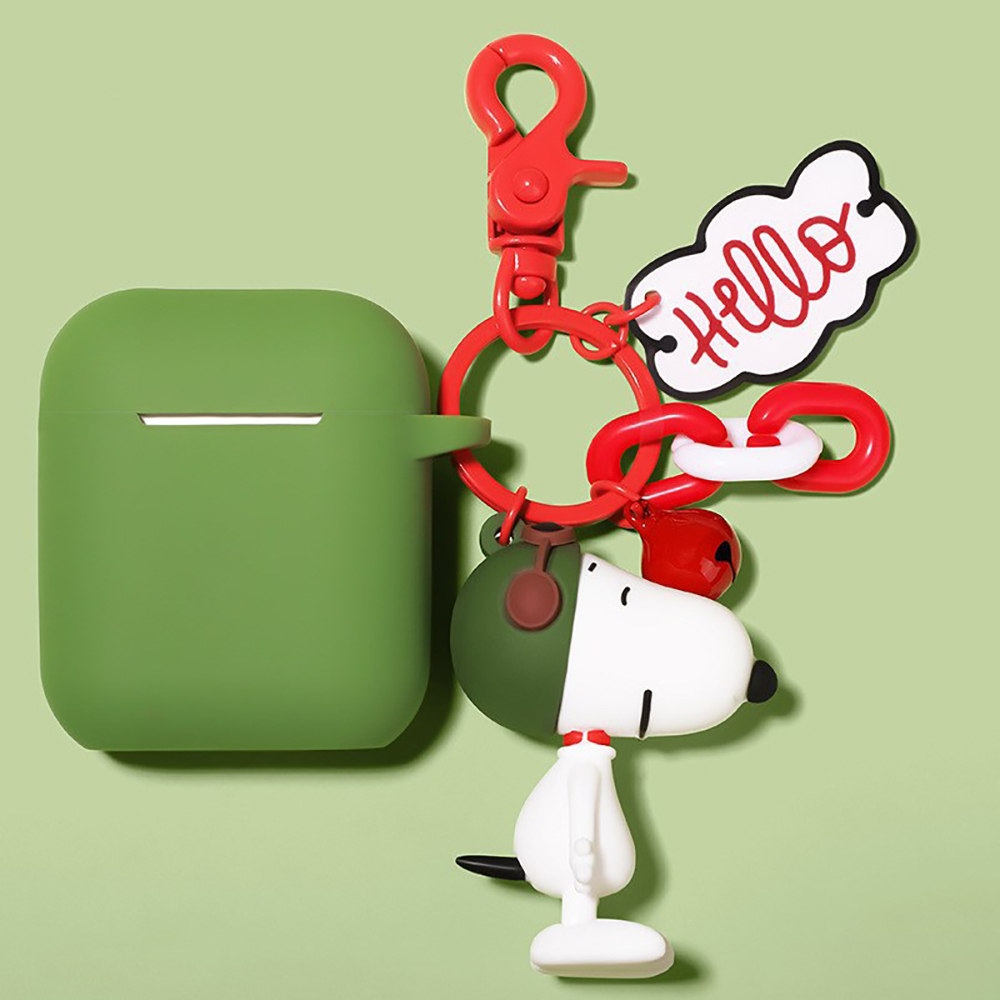 Snoopy Charlie Airpods2 Protective Case Loving Anti-Loss Wireless Ear Case Key Ring