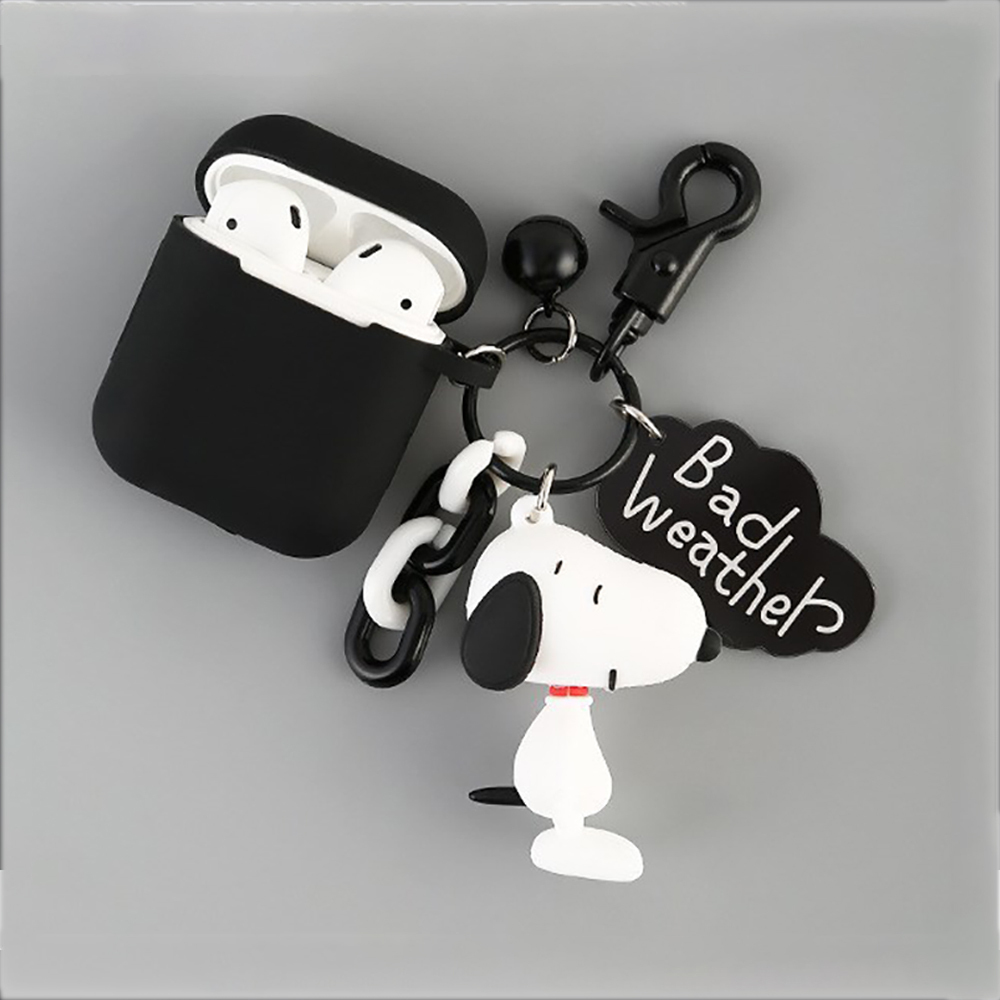Snoopy Charlie Airpods2 Protective Case Loving Anti-Loss Wireless Ear Case Key Ring