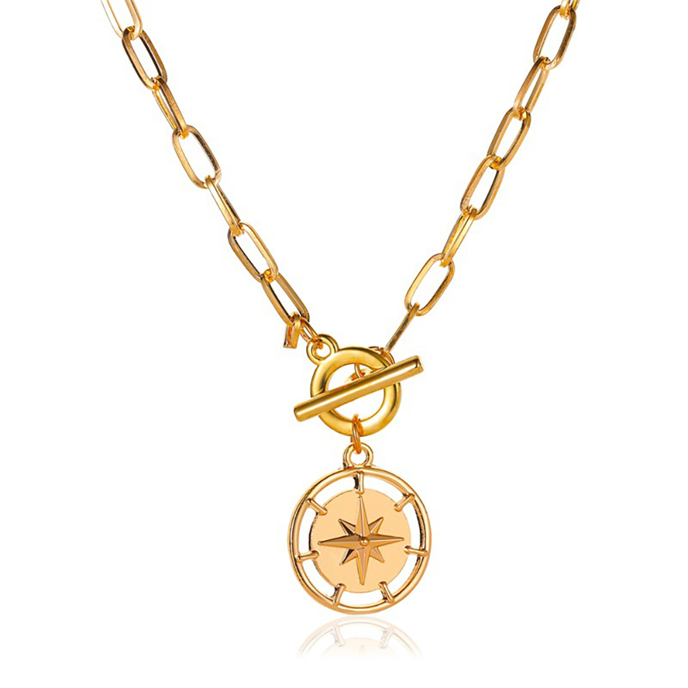 A one-button necklace hip-hop street beat thick chain with star-mount choker