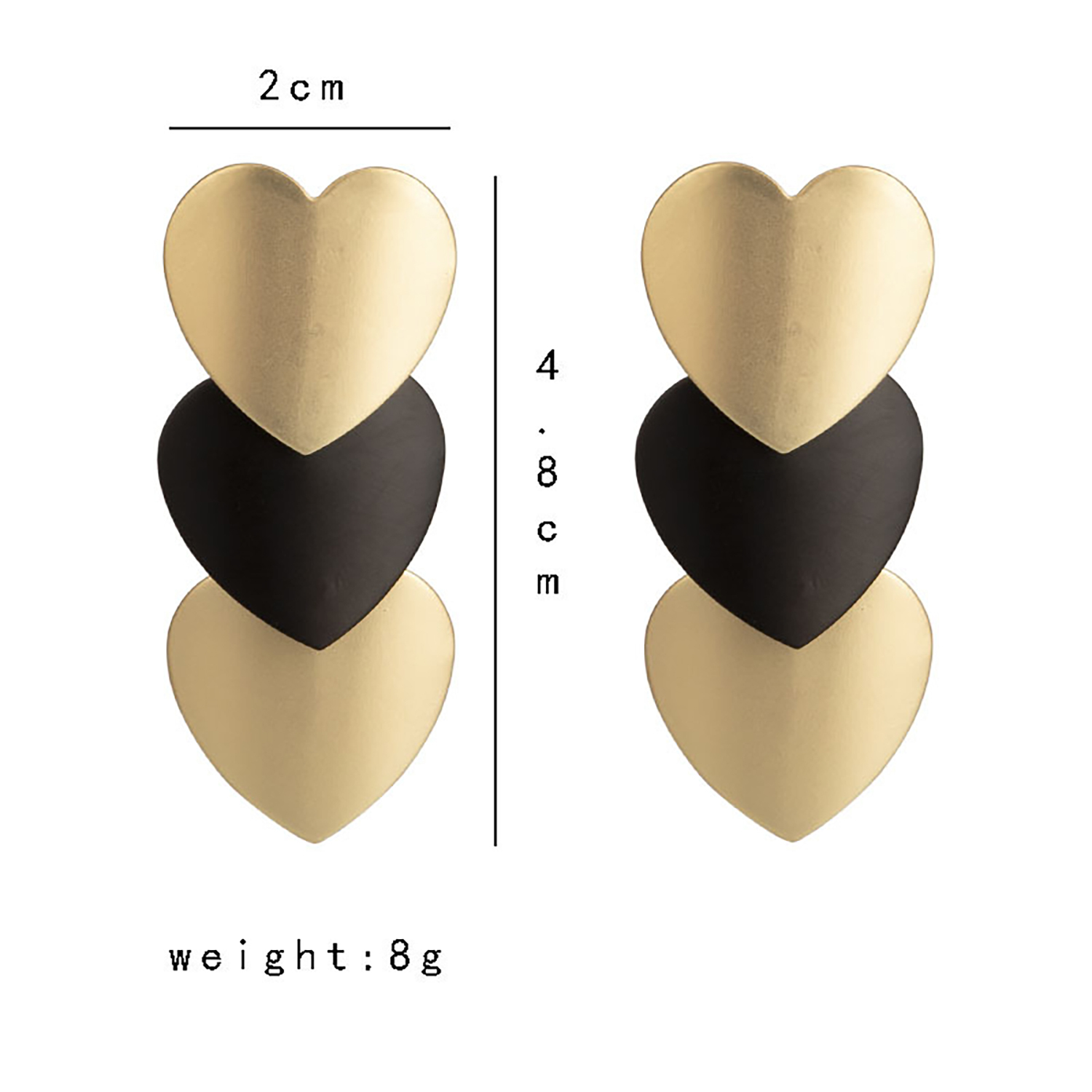 Retro oversize pendant geometric love earrings cold wind gold plated black gold earrings