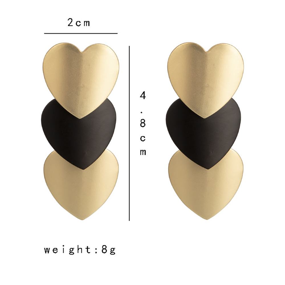 Retro oversize pendant geometric love earrings cold wind gold plated black gold earrings