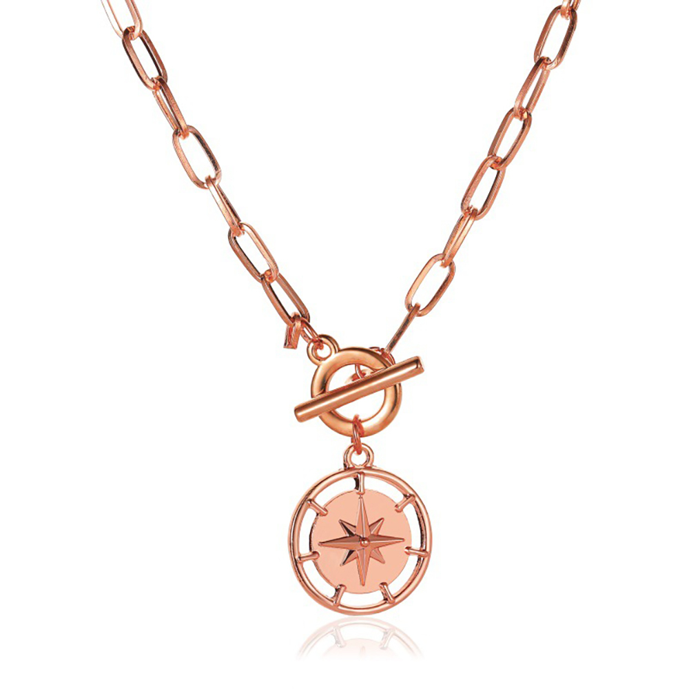 A one-button necklace hip-hop street beat thick chain with star-mount choker