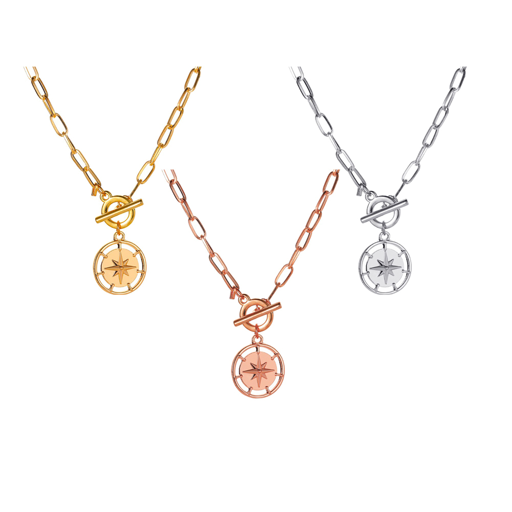 A one-button necklace hip-hop street beat thick chain with star-mount choker
