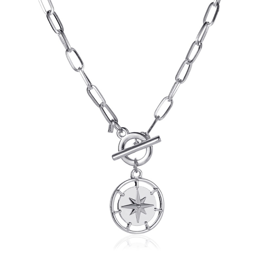 A one-button necklace hip-hop street beat thick chain with star-mount choker