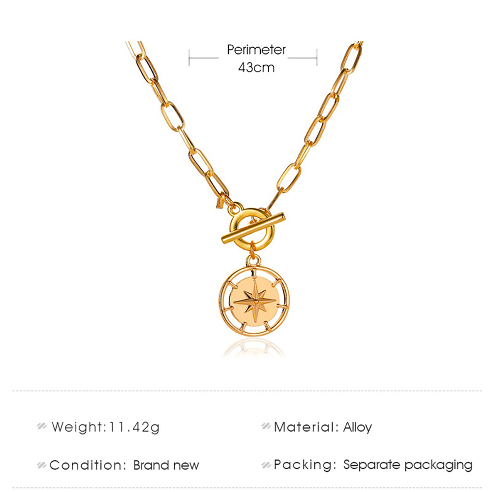 A one-button necklace hip-hop street beat thick chain with star-mount choker