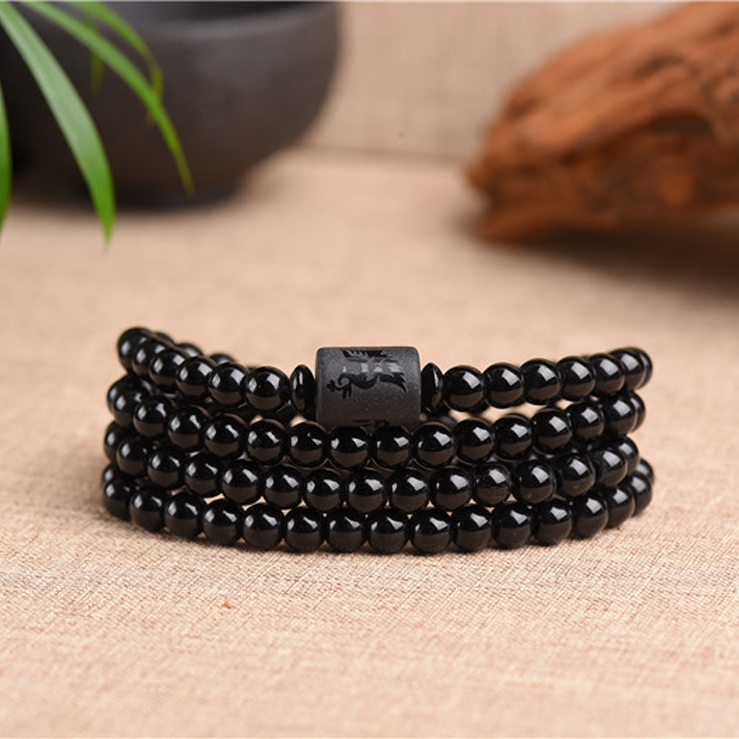 108 multi-loop synthetic obsidian bracelets