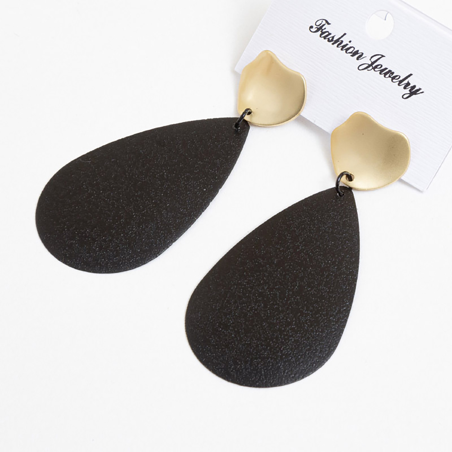 Exaggeration earrings long water drop shape personality black earring