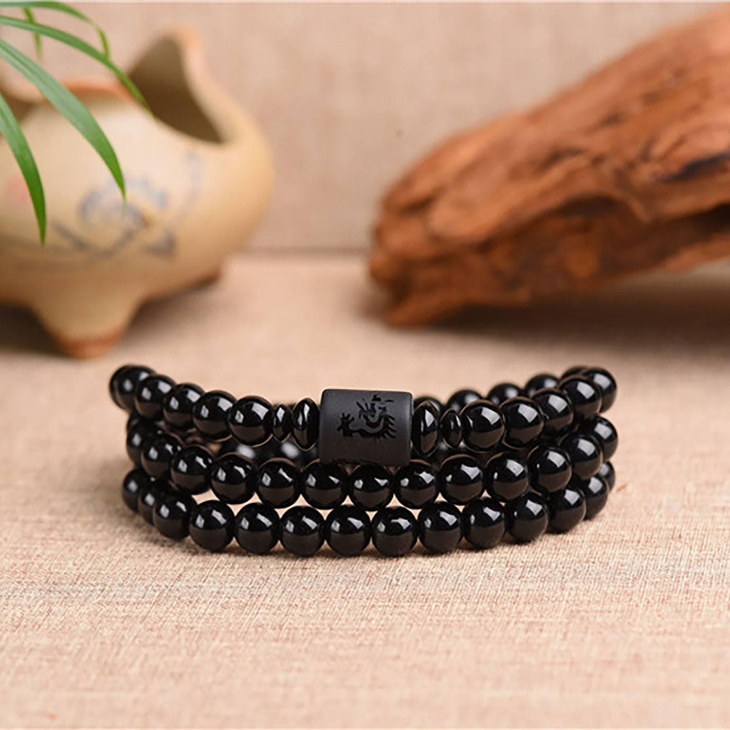 108 multi-loop synthetic obsidian bracelets