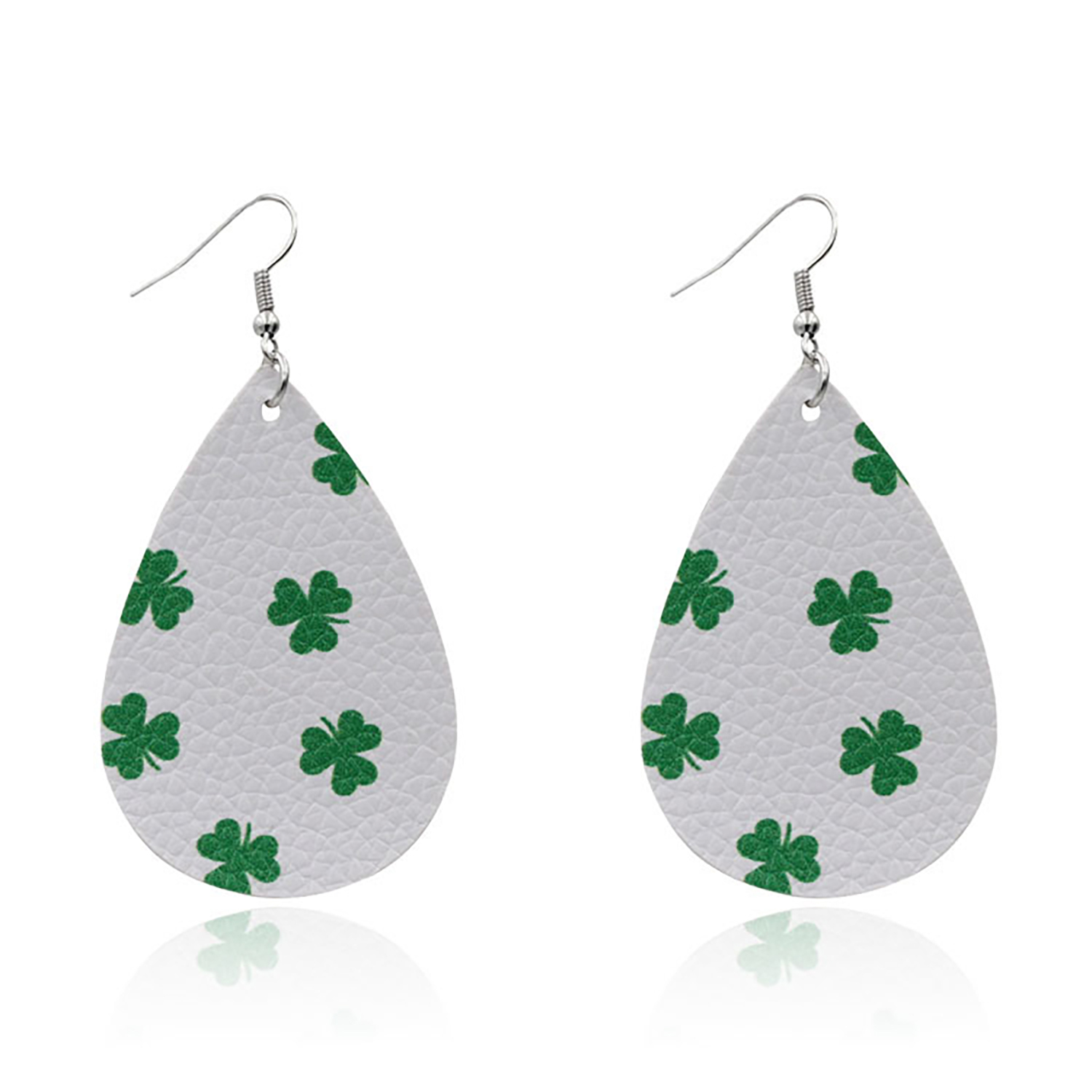 Leather Earrings Clover Earrings Irish Green Section Earrings