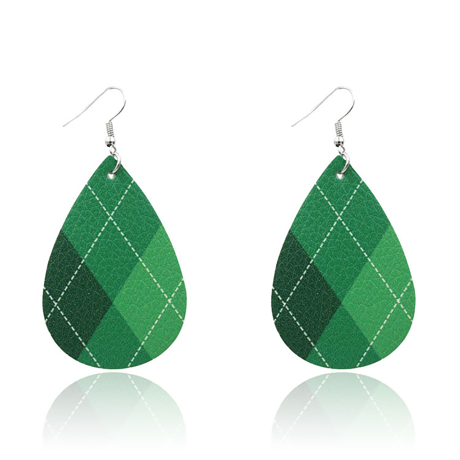 Leather Earrings Clover Earrings Irish Green Section Earrings