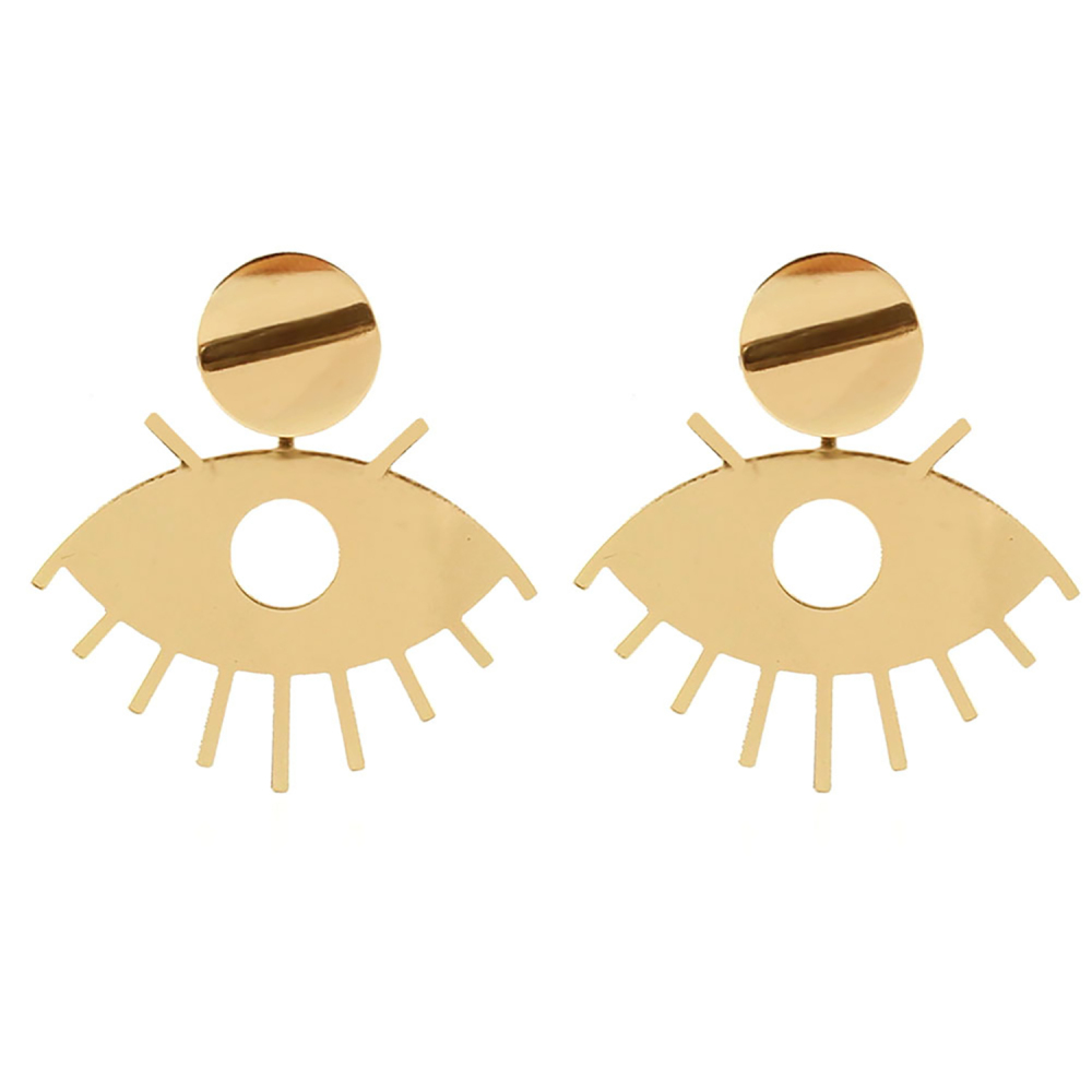 Retro temperament earrings clash color earrings hollow eye eyelash earrings
