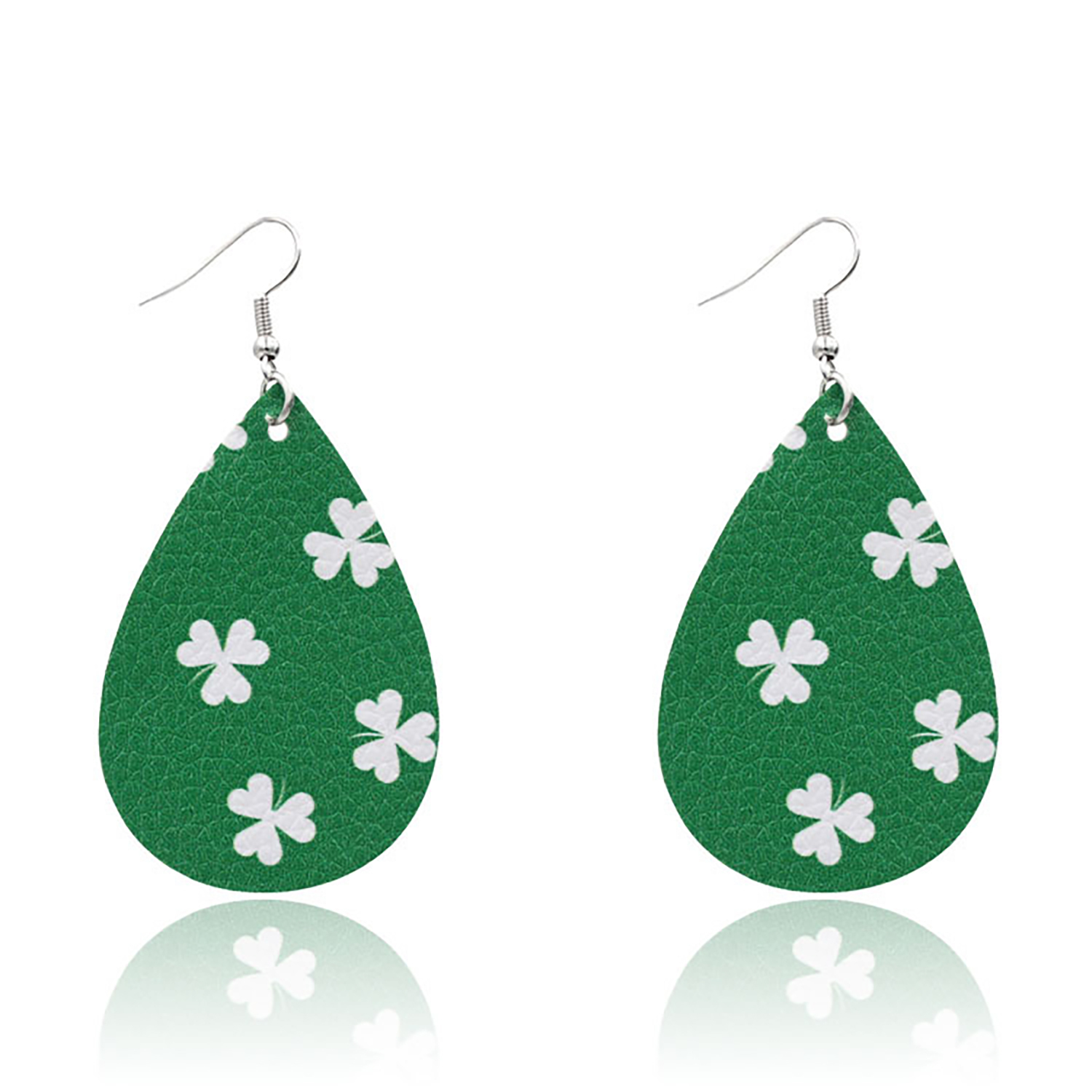 Leather Earrings Clover Earrings Irish Green Section Earrings