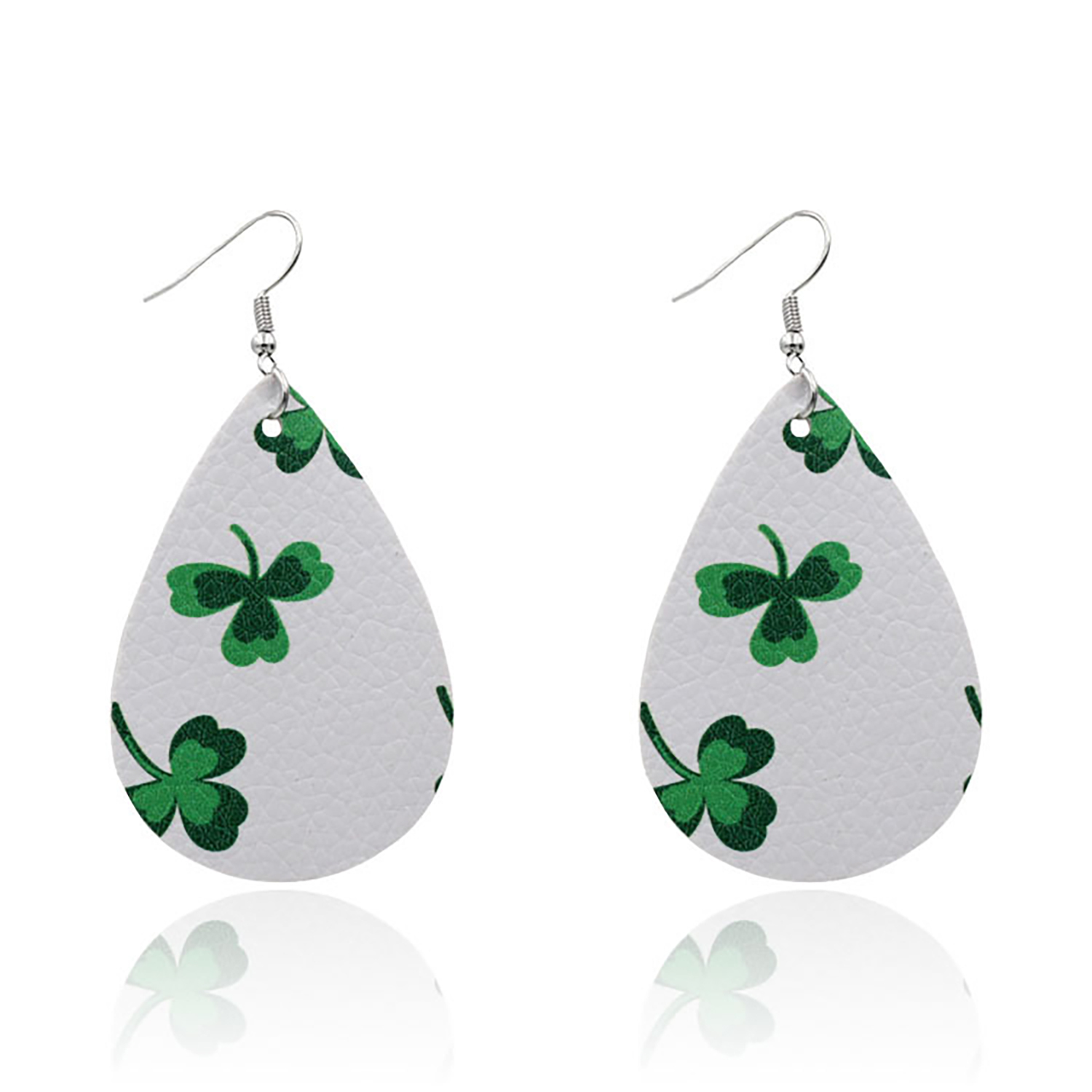 Leather Earrings Clover Earrings Irish Green Section Earrings
