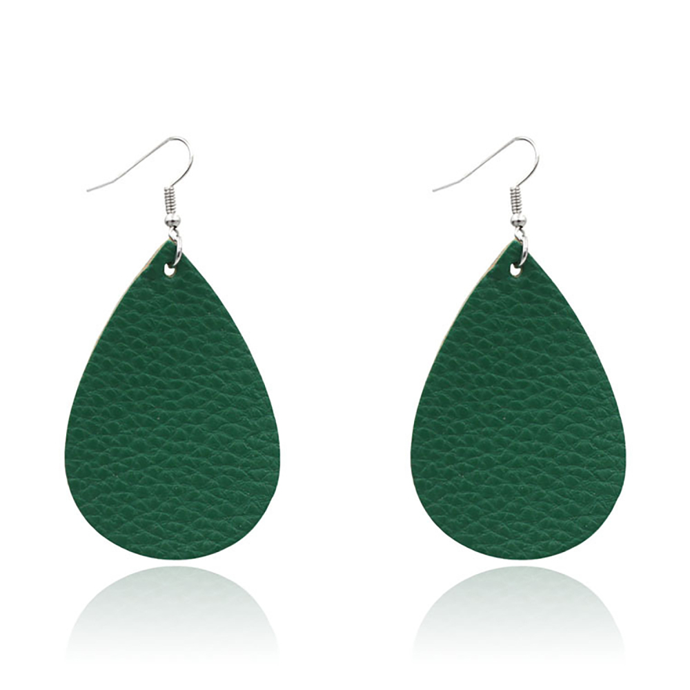 Leather Earrings Clover Earrings Irish Green Section Earrings