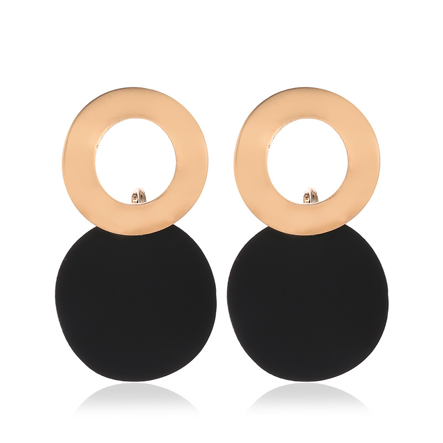 Simple metal ring stud geometrical disk earrings