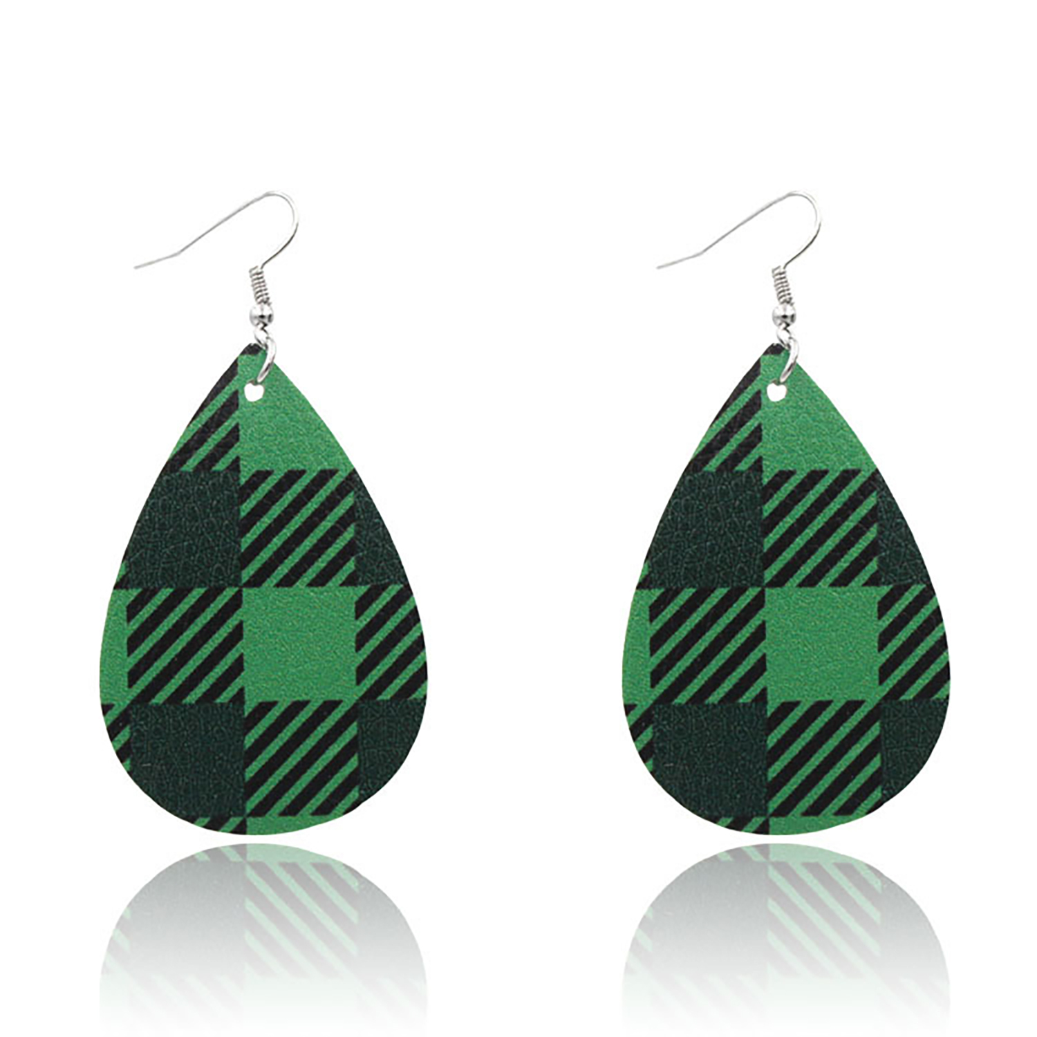 Leather Earrings Clover Earrings Irish Green Section Earrings
