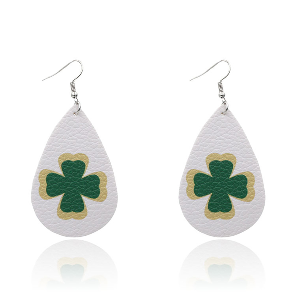 Leather Earrings Clover Earrings Irish Green Section Earrings