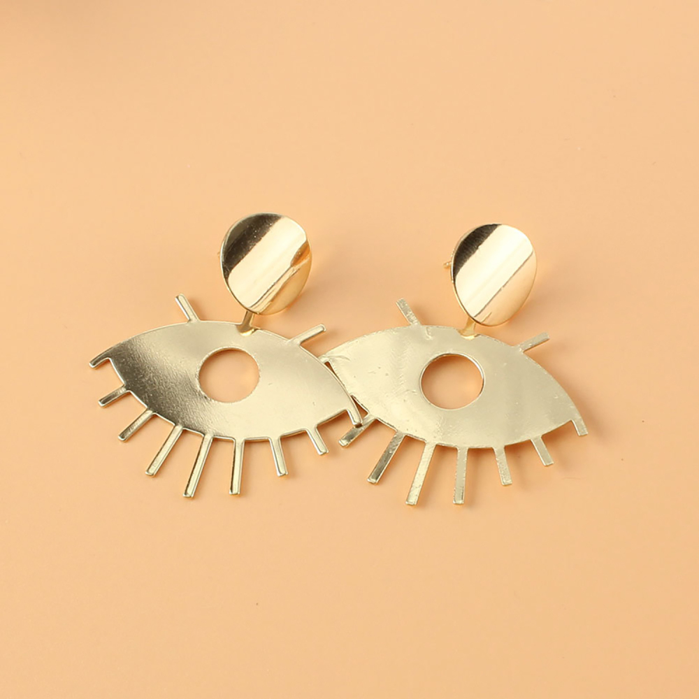 Retro temperament earrings clash color earrings hollow eye eyelash earrings