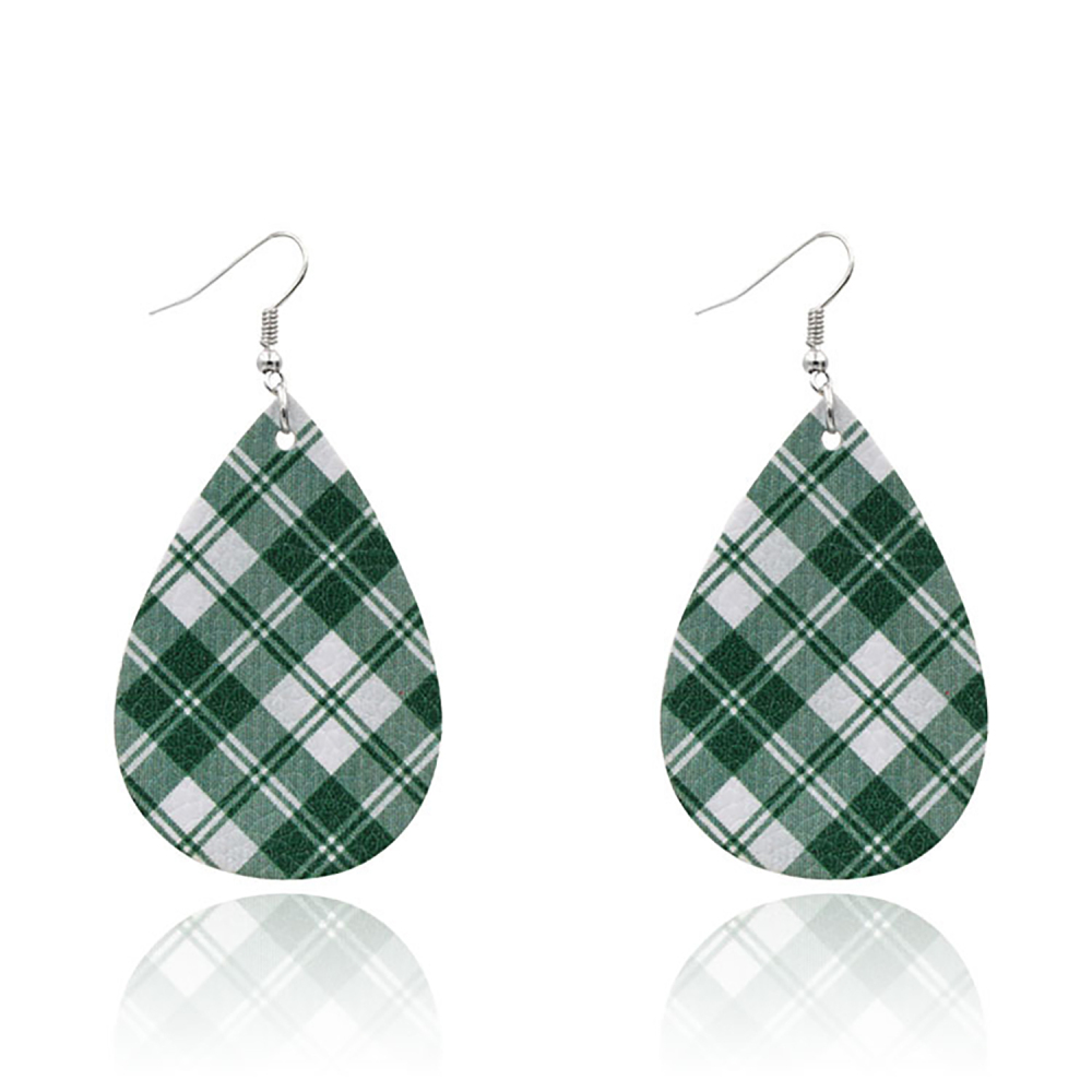 Leather Earrings Clover Earrings Irish Green Section Earrings