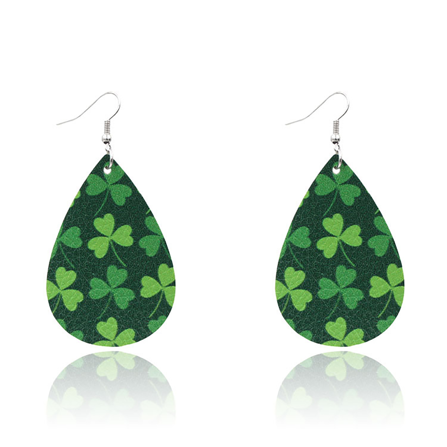 Leather Earrings Clover Earrings Irish Green Section Earrings