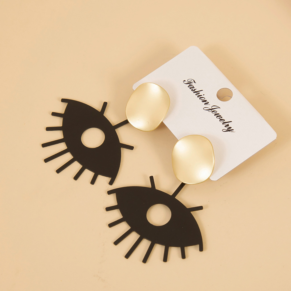 Retro temperament earrings clash color earrings hollow eye eyelash earrings