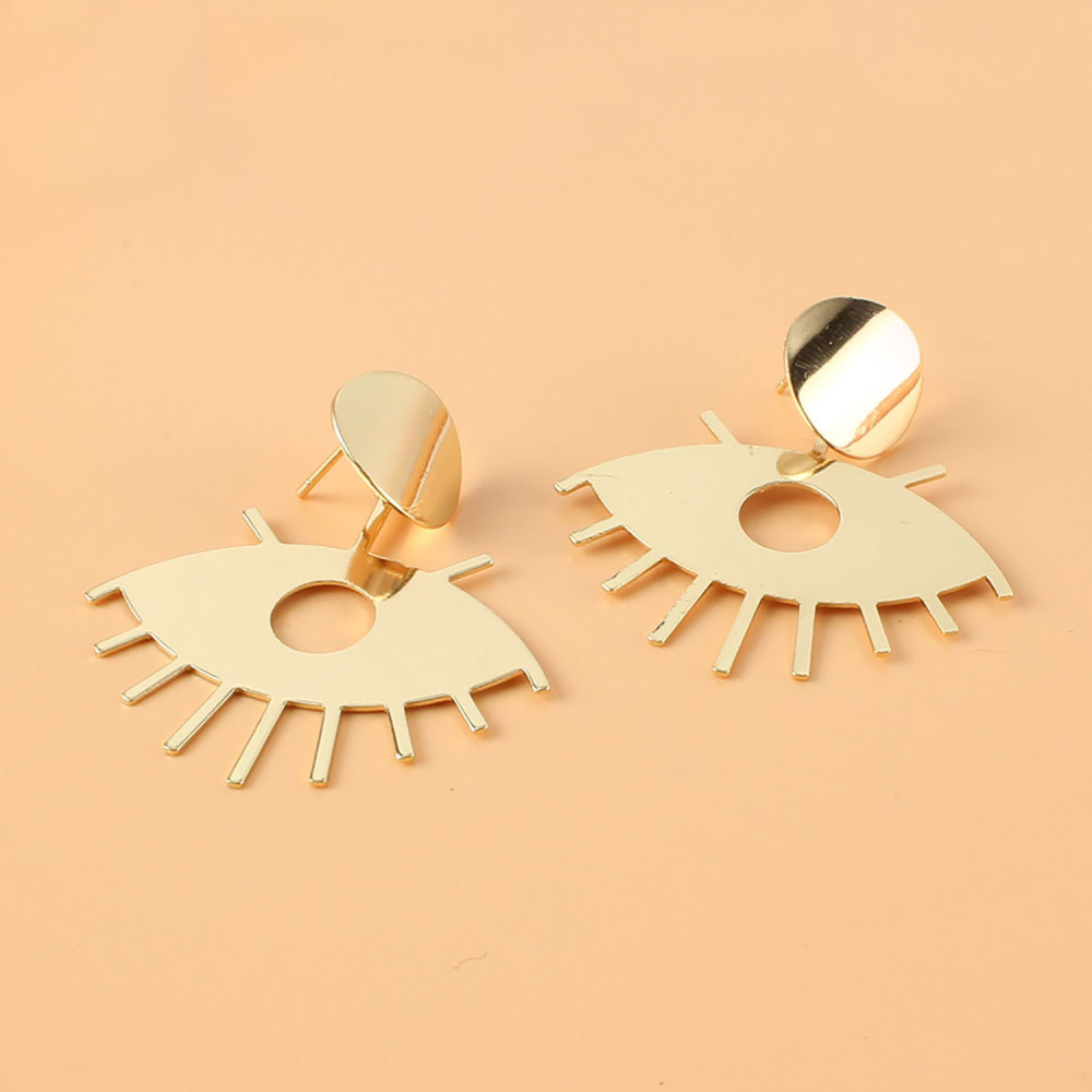 Retro temperament earrings clash color earrings hollow eye eyelash earrings