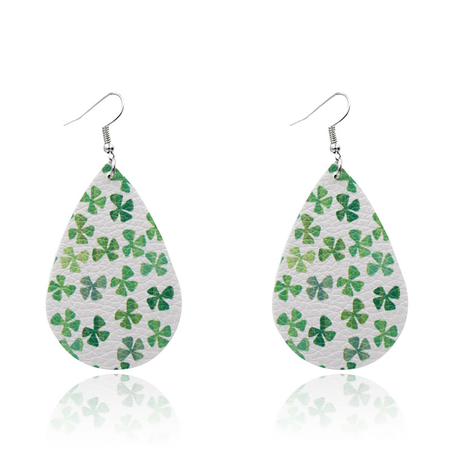 Leather Earrings Clover Earrings Irish Green Section Earrings