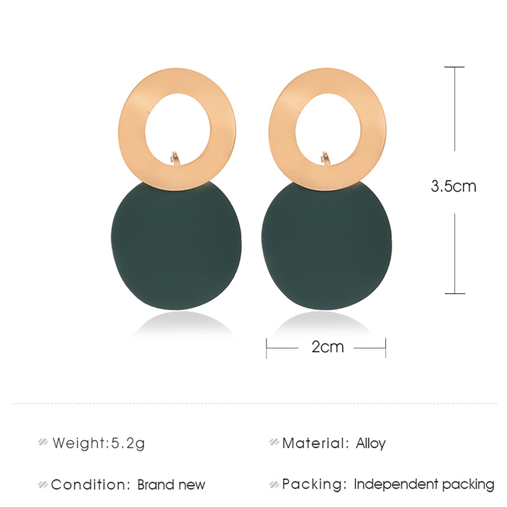 Simple metal ring stud geometrical disk earrings