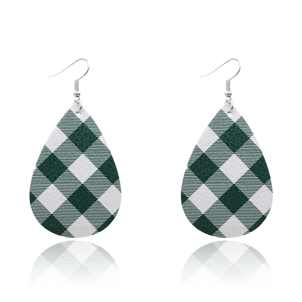 Leather Earrings Clover Earrings Irish Green Section Earrings