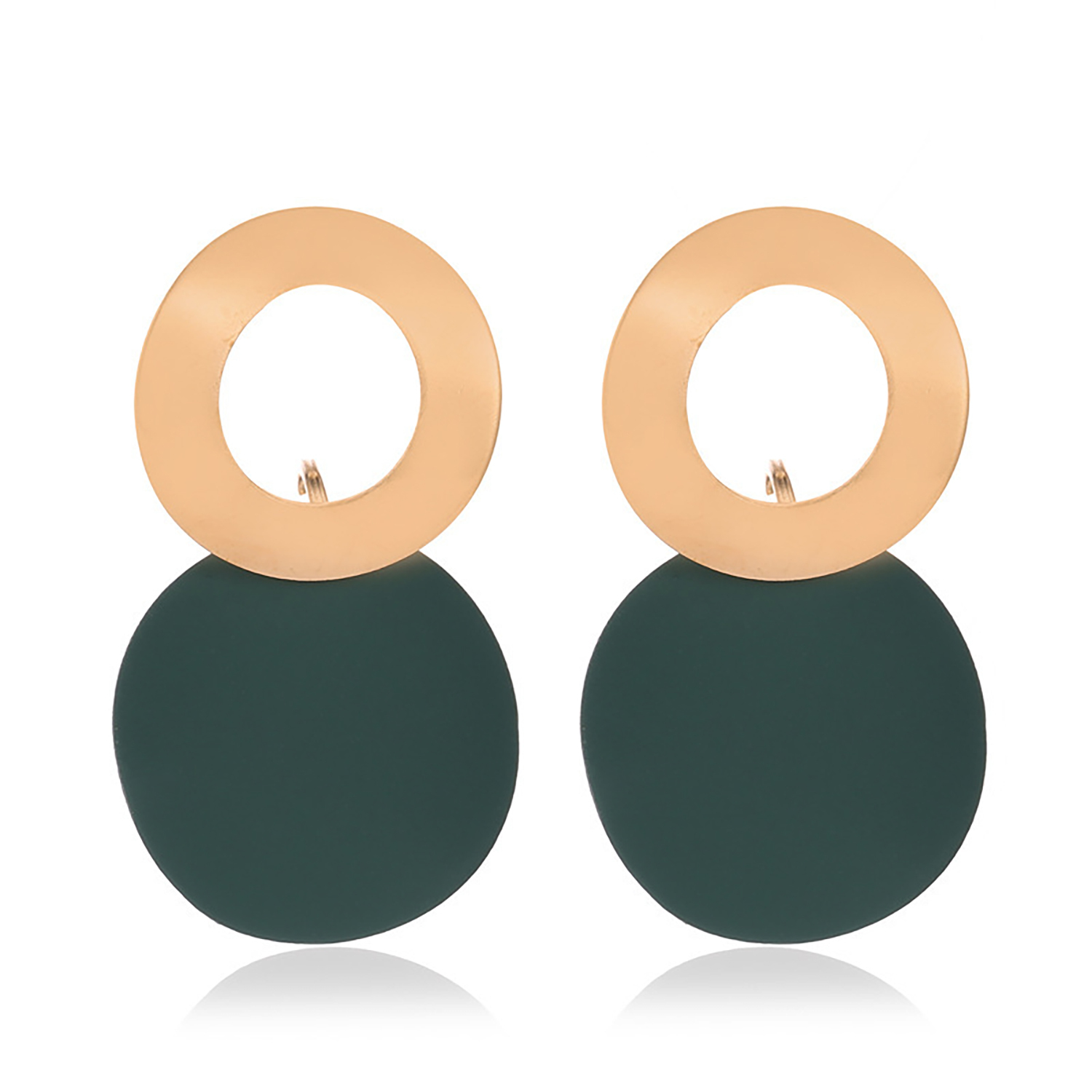 Simple metal ring stud geometrical disk earrings