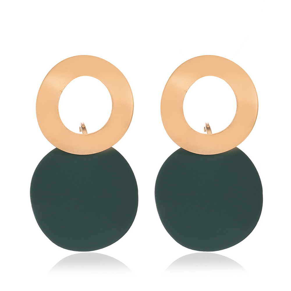 Simple metal ring stud geometrical disk earrings