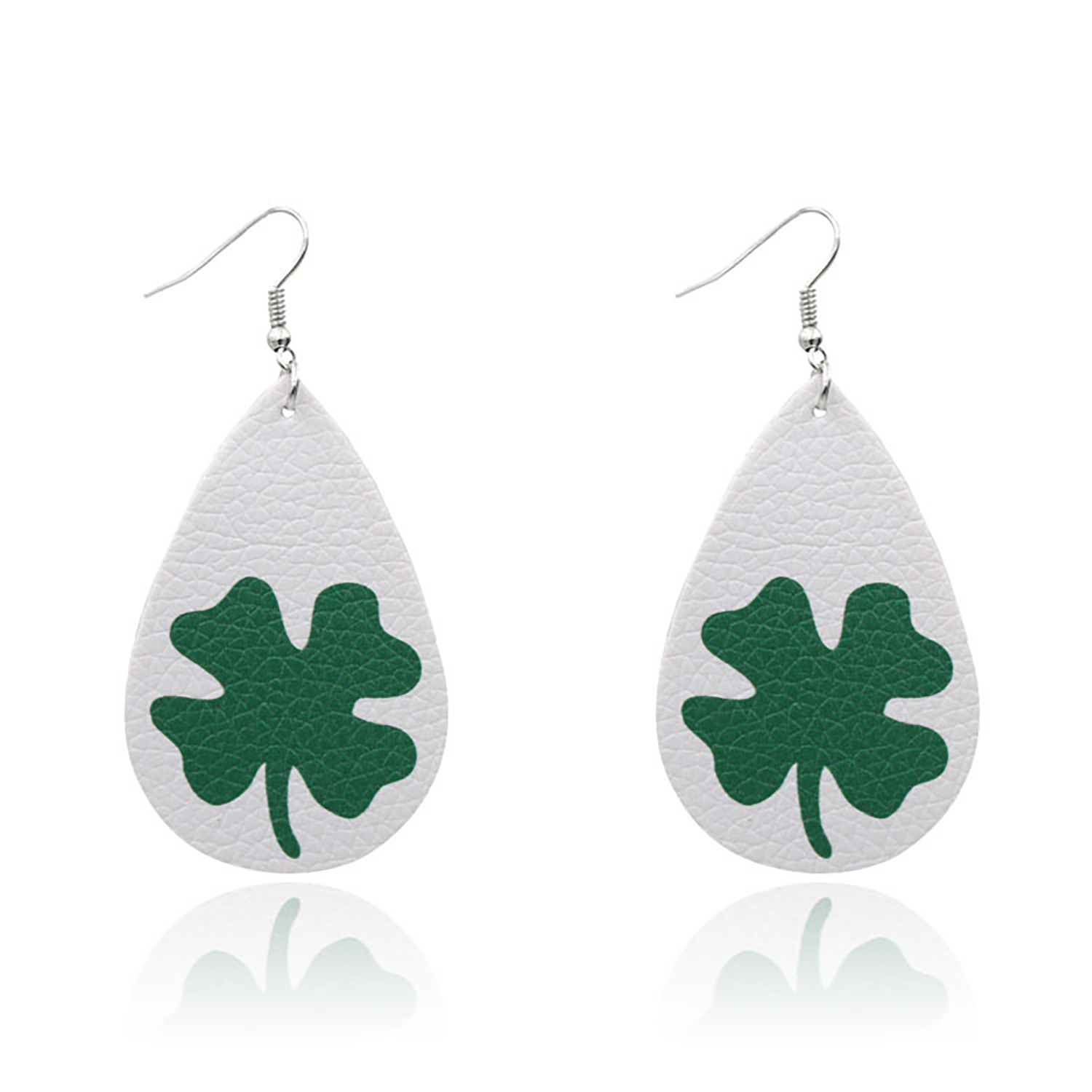 Leather Earrings Clover Earrings Irish Green Section Earrings