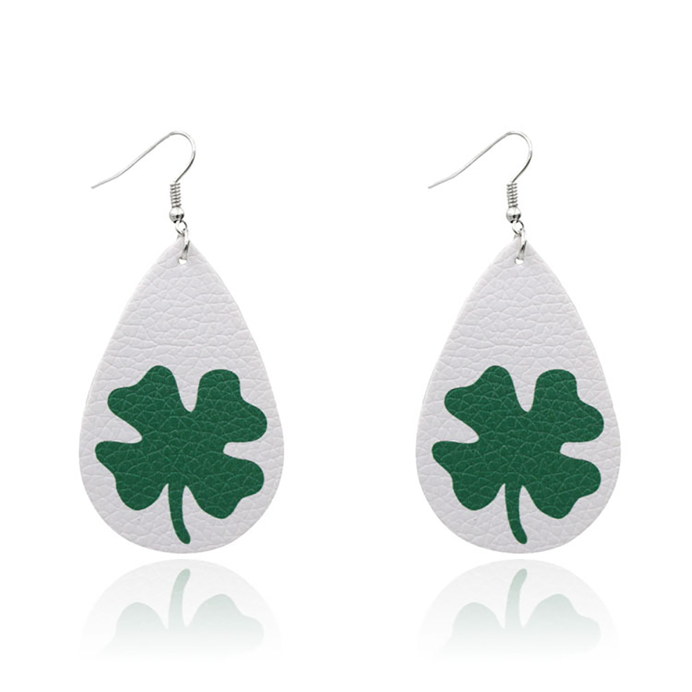 Leather Earrings Clover Earrings Irish Green Section Earrings