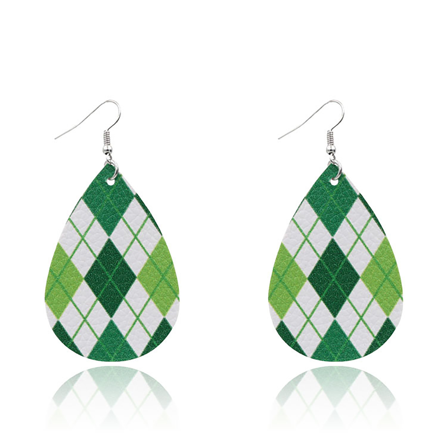 Leather Earrings Clover Earrings Irish Green Section Earrings