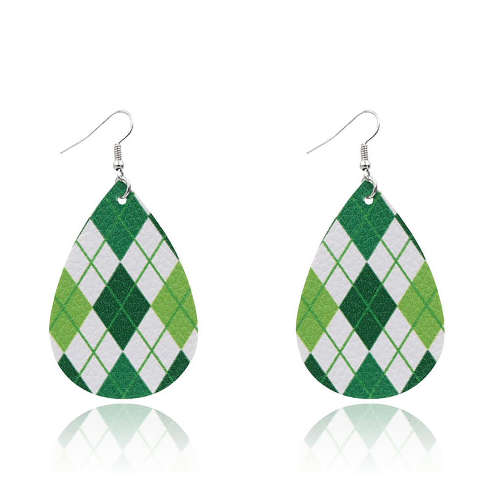 Leather Earrings Clover Earrings Irish Green Section Earrings