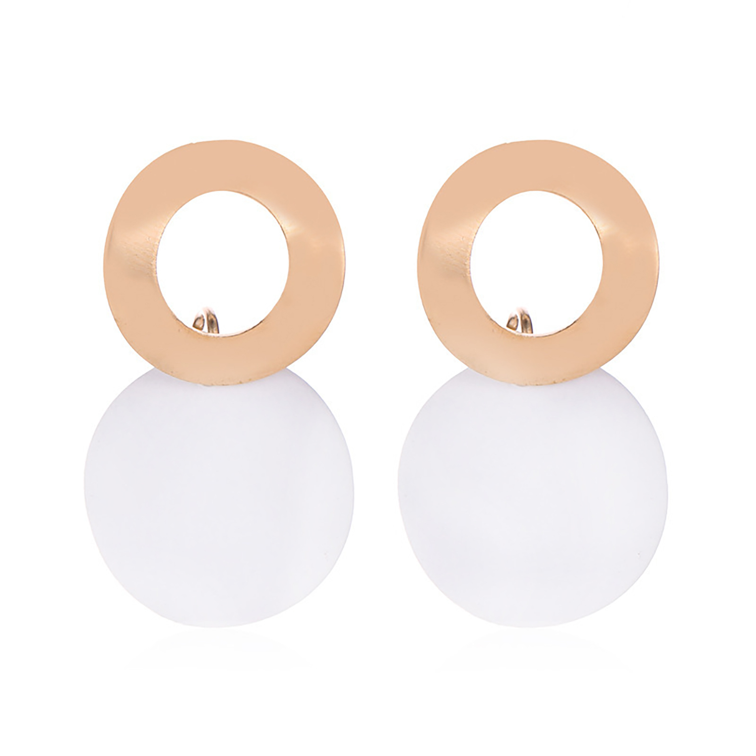 Simple metal ring stud geometrical disk earrings