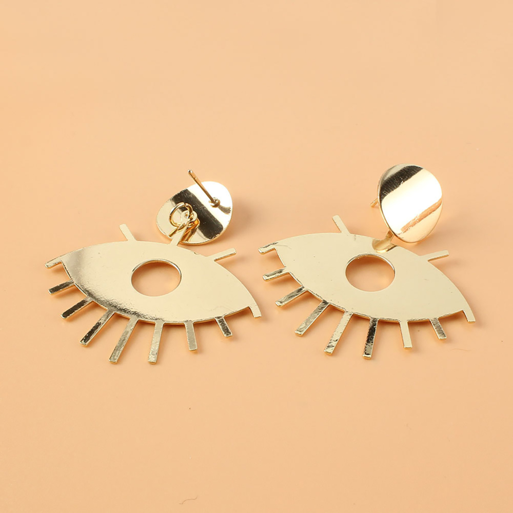 Retro temperament earrings clash color earrings hollow eye eyelash earrings