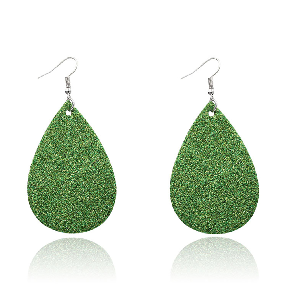 Leather Earrings Clover Earrings Irish Green Section Earrings