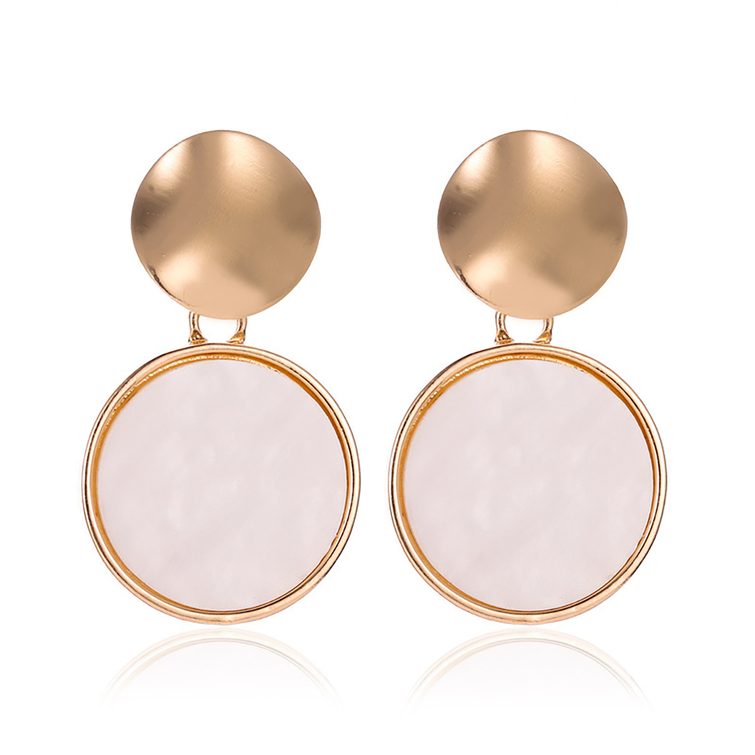 Simple geometry love earring personality hollow round piece metal pendant girl heart earring