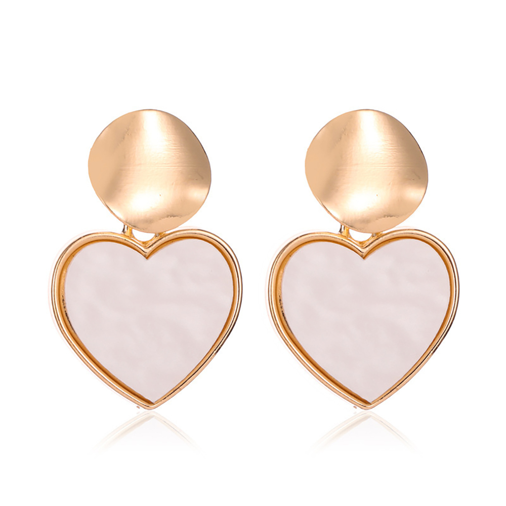 Simple geometry love earring personality hollow round piece metal pendant girl heart earring