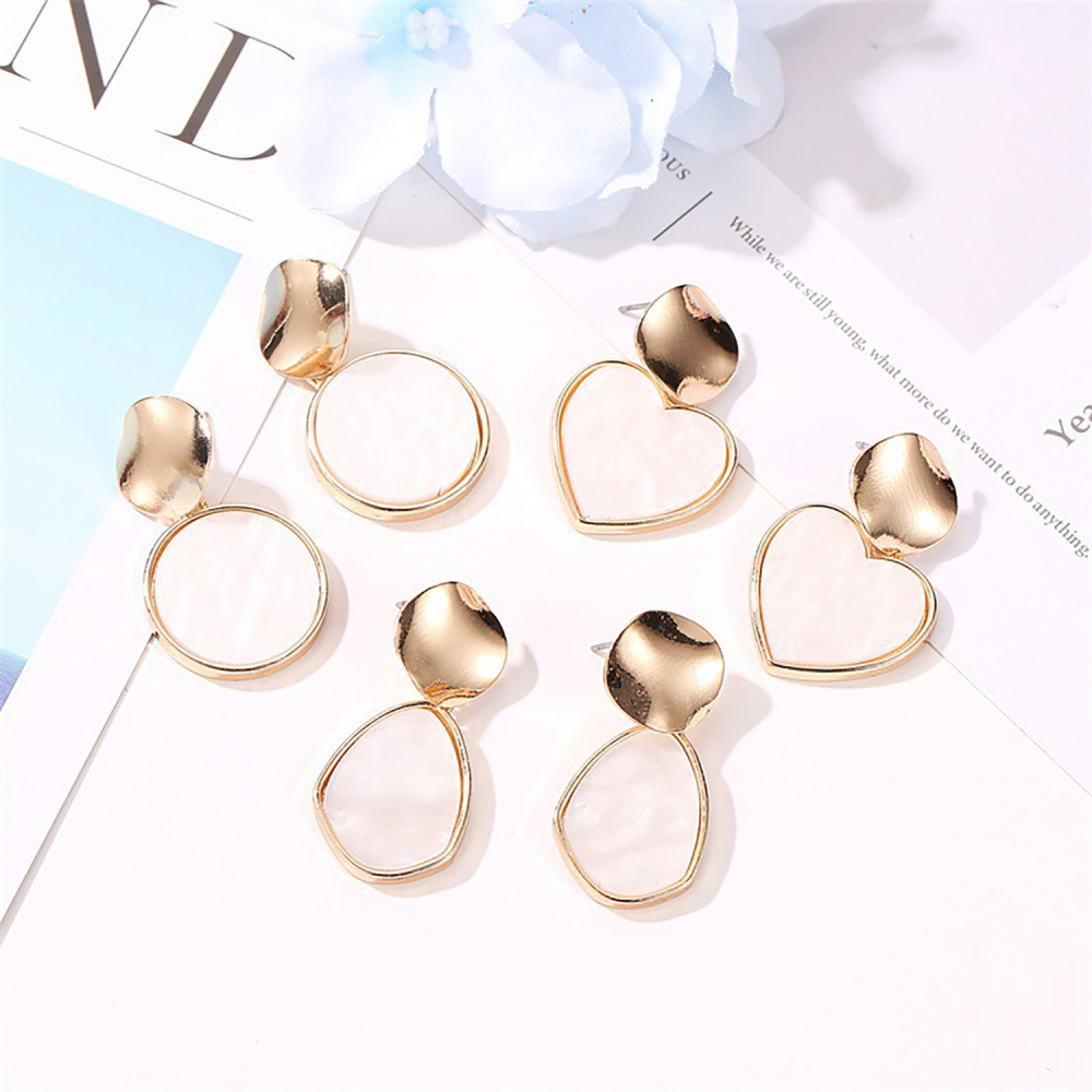 Simple geometry love earring personality hollow round piece metal pendant girl heart earring