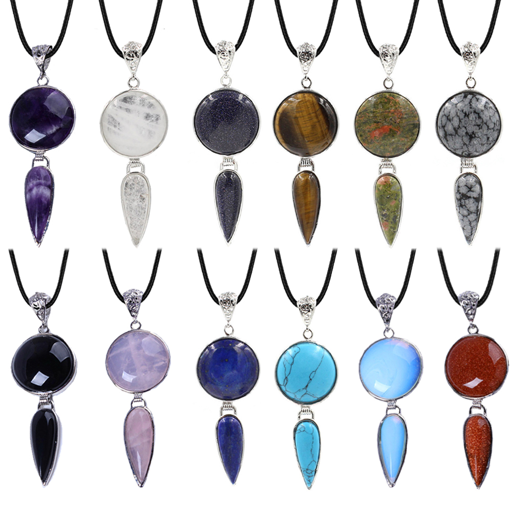 Crystal pendant long water drop pendant necklace gemstone jewelry, for men, women