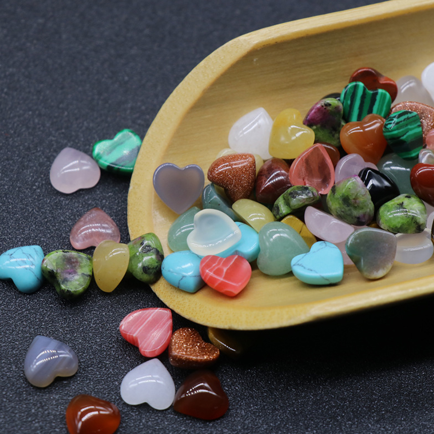 Crystal half treasure stone 10mm flat bottom love ring a variety of materials DIY jewelry